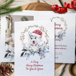 Snöig Husky Vinter Hundälskare Jul Foto Kort