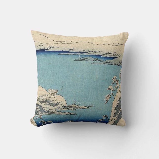 Snöig japansk illustration kudde (Framsida)