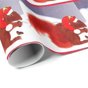 Snöig jul för gullig röd ekorre presentpapper