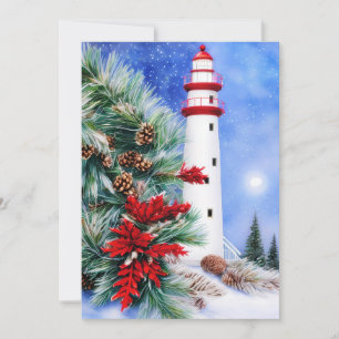 Snöig jul fyr budget mini julkort