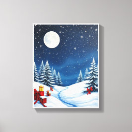 Snöig jul vintrig sagovärld canvastryck