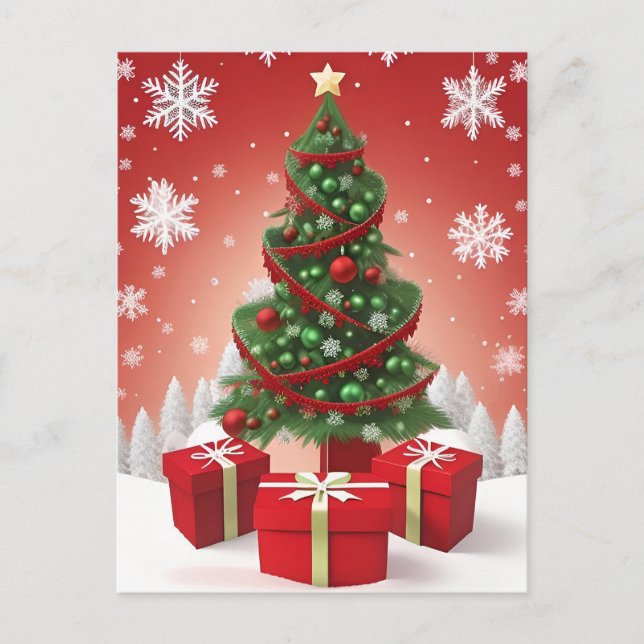 🎄 Snöig julgran Elegans ❄️ Vinterfirande Vykort (Framsida)