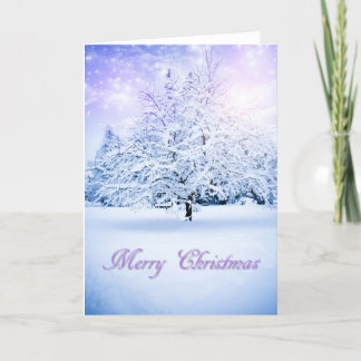 Snöig julgran helgkort