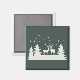 Snöig julhjort vintersäsong högtid magnet