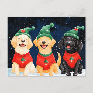 Snöig Juligt Santa Paws Vattenfärg Meddelande Vykort