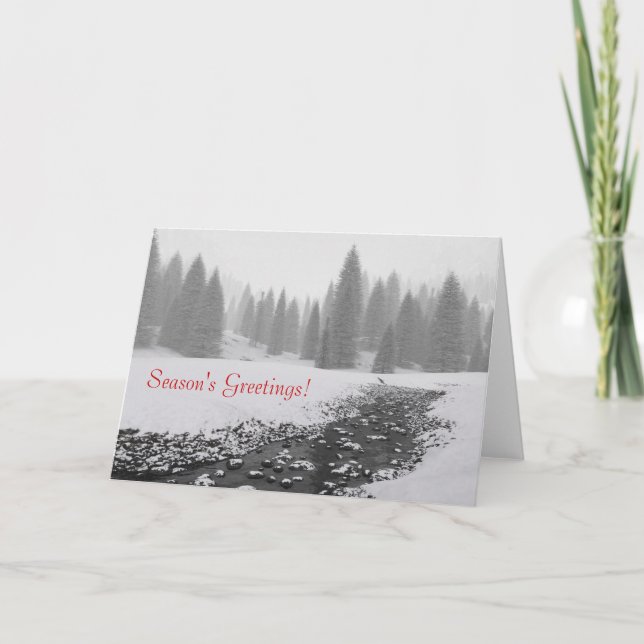 Snöig julkort för bäck (dag) helgkort (Framsida)