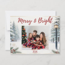 Snöig Julkortscen med Familjefoto