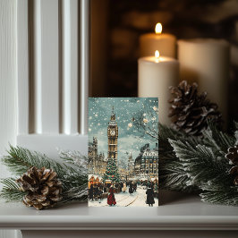 Snöig julscen i London Kort