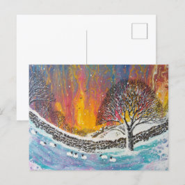 Snöig julscen Julkort Helg Vykort