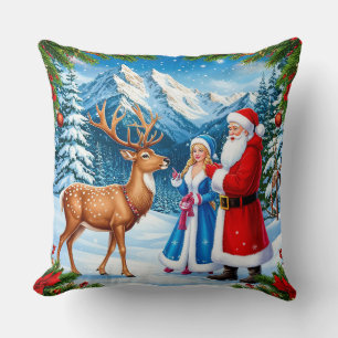 Snöig julscen kudde
