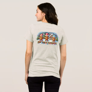 Snöig julscen med pepparkaksfamilj baktill t shirt