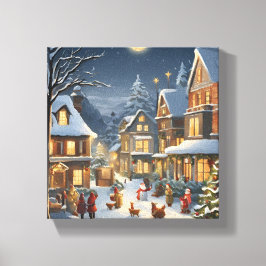 Snöig julstad canvastryck