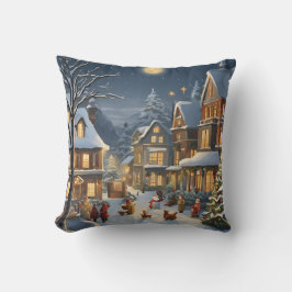 Snöig julstad kudde