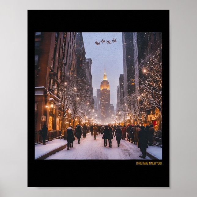 Snöig julstads scen poster (Framsidan)