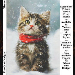 Snöig Katt, Röd Julskärf EG2L decoupage