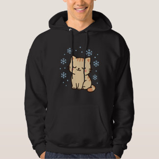 Snöig Kawaii Katt – Söt Vinterkisse Hoodie