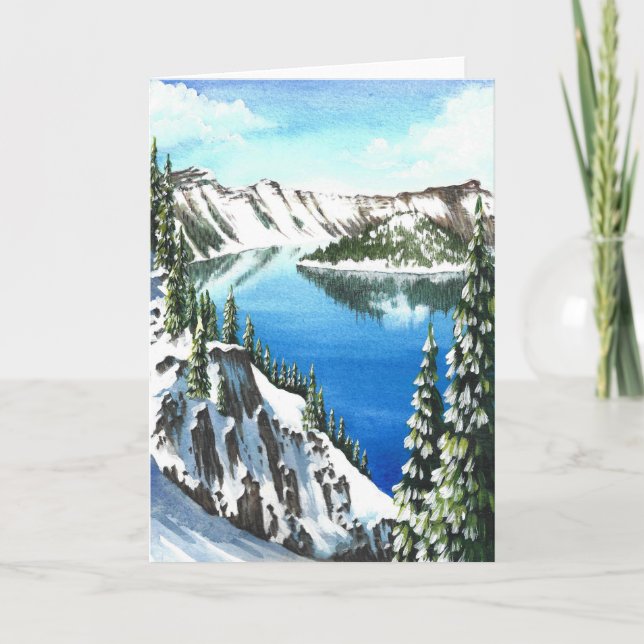 Snöig krater kort för sjöhelgdag (Framsida)
