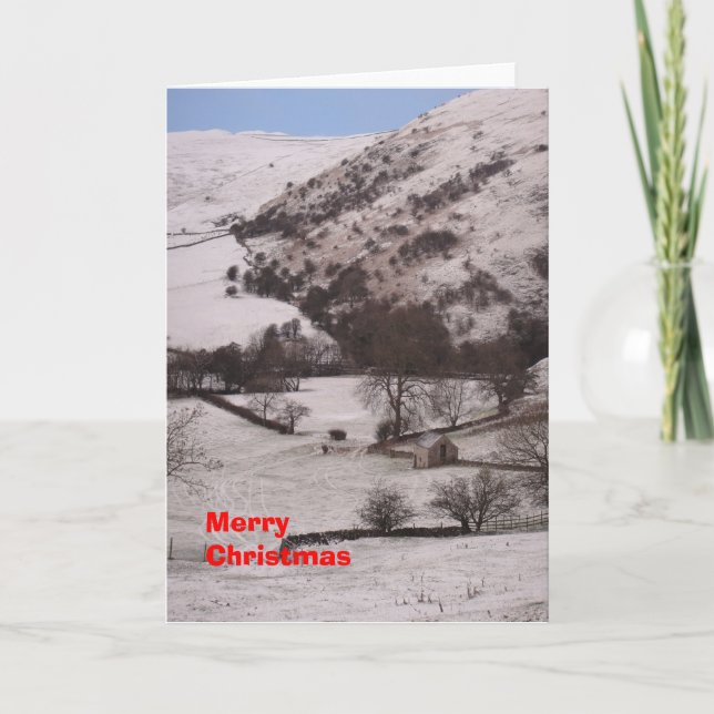 Snöig ladugårdkort helgkort (Framsida)