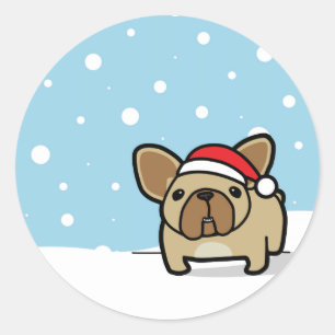 Snöig lisma Frenchie Runt Klistermärke