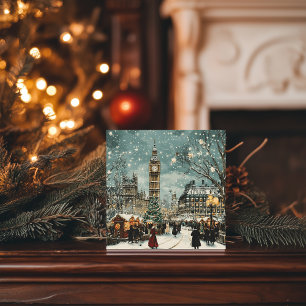 Snöig London Julscen Julkort