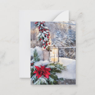 Snöig lykta budget mini jul anteckningskort