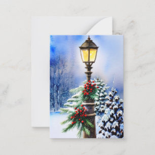 Snöig lyktstolpe budget mini jul anteckningskort