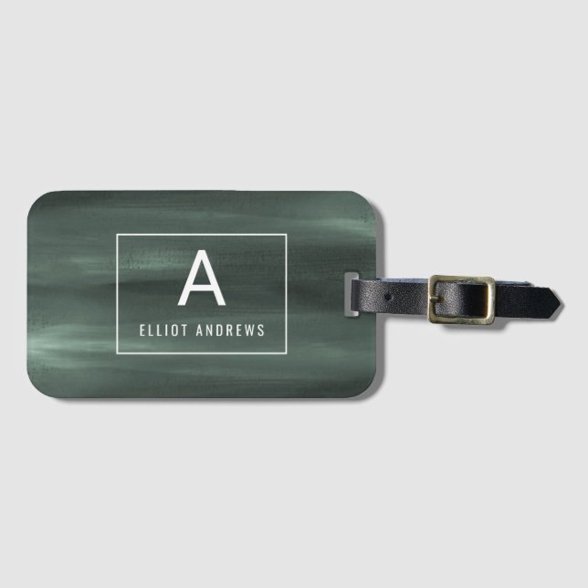 Snöig Monogram för gräsvattenfärg | Bagagebricka (Framsida horisontal)