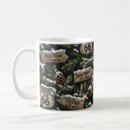 Snöig motorväg jul kaffe flykt kaffemugg