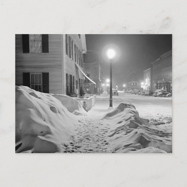 Snöig natt i Vermont, 1940 Vykort (Framsida)