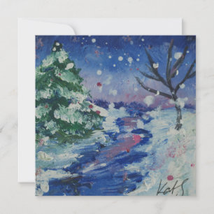 Snöig natt  julkort