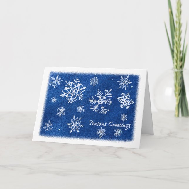 Snöig Natt Snöflingor Högtidskort Helgkort (Framsida)