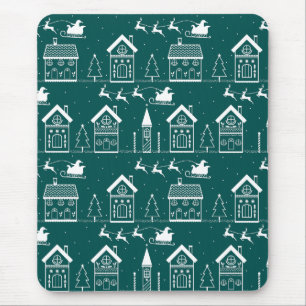 Snöig nordisk julby musmatta