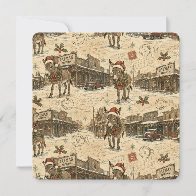 Snöig Oatman Burro Jul Nostalgi (Framsida)