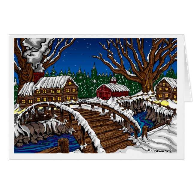 Snöig överbrygga hälsningskort (Framsidan Horizontal)