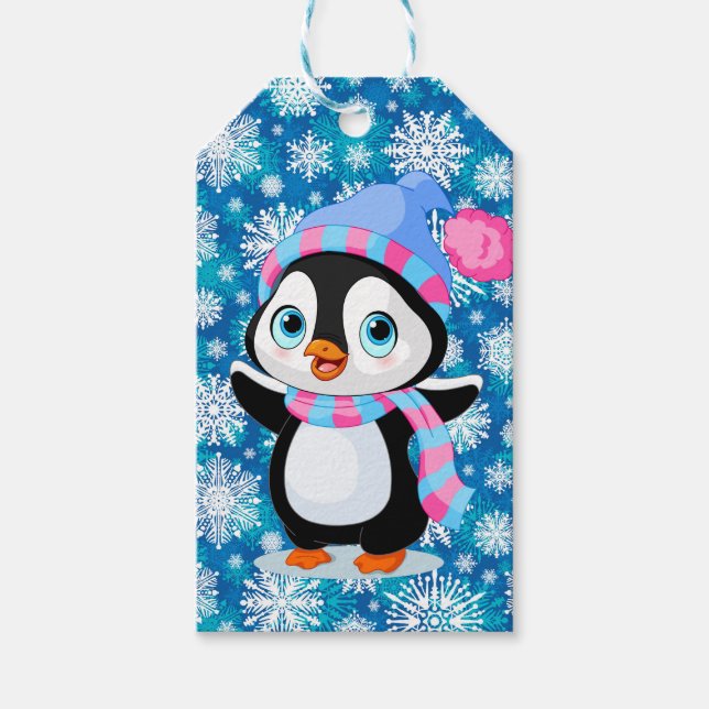 Snöig pingvin   presentetikett (Framsidan)