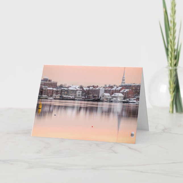 Snöig Portsmouth, NH-strand Helgkort (Framsida)