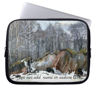 Snöig ravinmålning akvarell laptop fodral