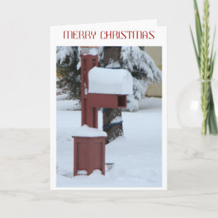 Snöig röd brevlåda, jul helgkort