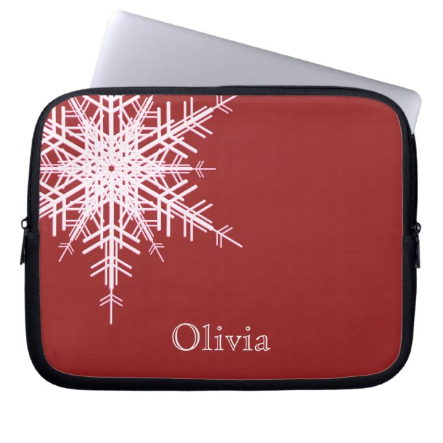 Snöig röd laptopsleeve laptop sleeve (Framsidan)