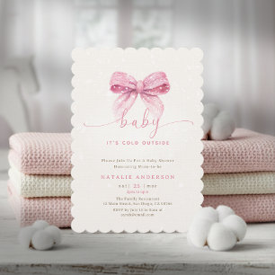 Snöig Rosa Coquette Det är Kallt Utanför Baby Show Inbjudningar
