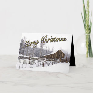 Snöig Rustik Landsbygd Lada Typografi Anpassad Helgkort