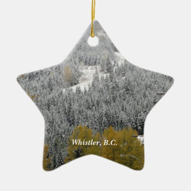 Snöig scen i Whistler, B.C. Julgransprydnad Keramik (Framsidan)