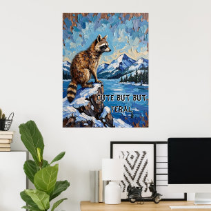 Snöig serenad: Tvättbjörnens månbelysta utsikt Poster