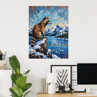 Snöig serenad: Tvättbjörnens månbelysta utsikt Poster