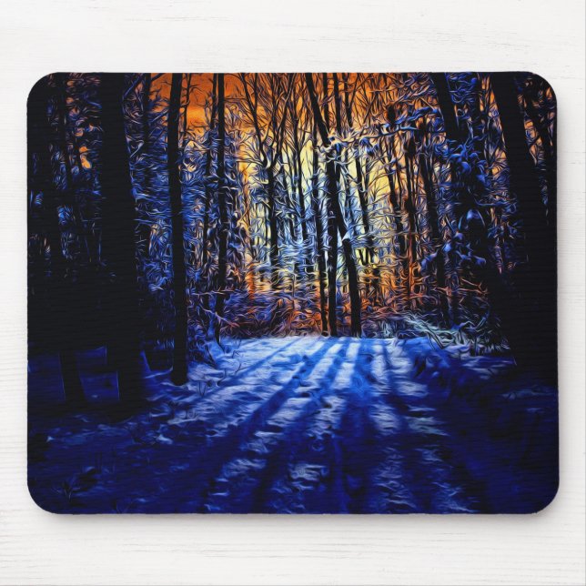 Snöig skog musmatta (Framsidan)