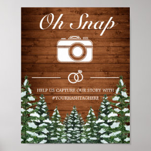Snöig skog och lantlig bröllopstavla Oj snapp Poster