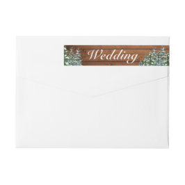 Snöig skog och lantlig tall bröllop etikettband