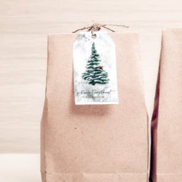 Snöig Skogs Julgran Holiday Presentetikett