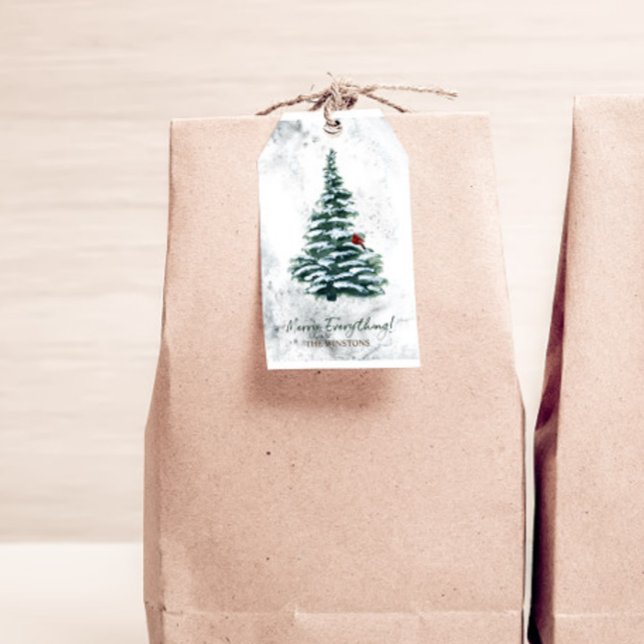 Snöig Skogs Julgran Holiday Presentetikett (Skapare uppladdad)