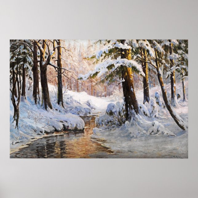 Snöig skogslandskap, Walter Moras  Poster (Framsidan)